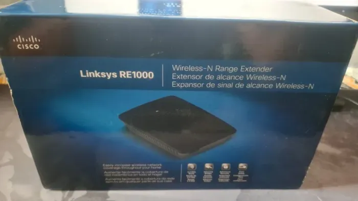 Repetidor Wi-Fi Linksys RE1000 - completo com caixa e acessórios