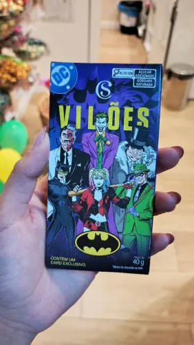 Vilões do Batman Card Original da Cacau Show + Barra de chocolate ao leite