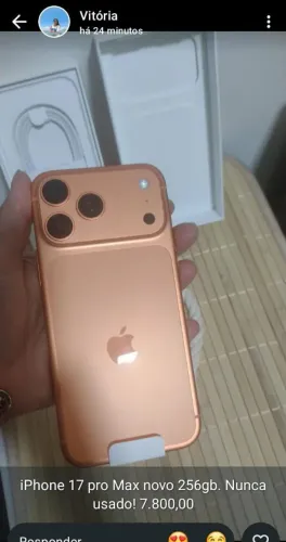iPhone 17 pro Max na caixa nunca usado 256gb 7.500 a vista