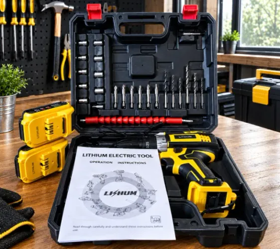  Parafusadeira Furadeira Impacto 3 Funções Sem Fio 2 Baterias Amarelo 50hz/60hz Parafusade
