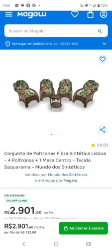 Vende jogo de cadeiras de área bem conservado. 