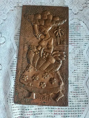 Quadro placa de cobre BAIANA em relevo 