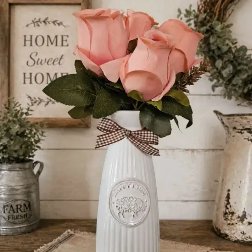 Vaso Farmhouse com flores