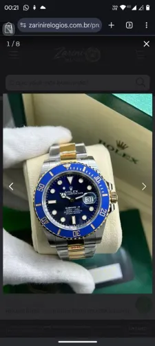 Relógio Rolex submarine azul 18k +caixa