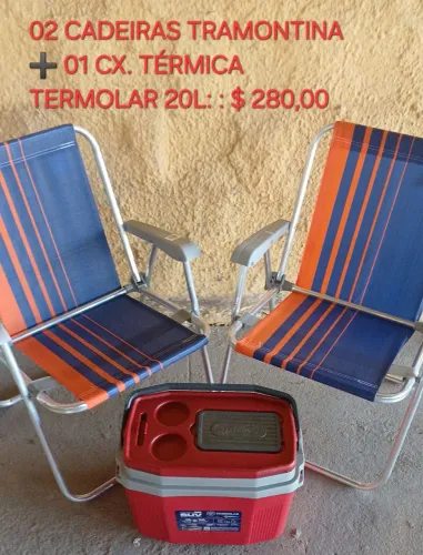 Kit Praia (03): 2 Cadeiras + Caixa Térmica Tramontina