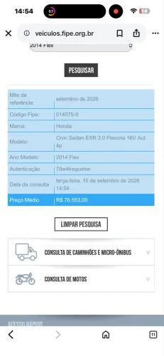 Honda Civic Sedan EXR 2.0 Flexone 16V Aut. 4P 2014