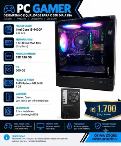 COMPUTADOR COMPLETO INTEL CORE I5 9 GERAÇÃO