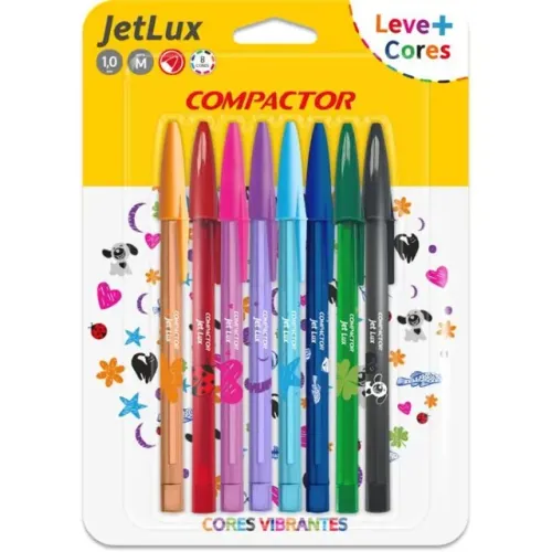 Caneta Esferográfica Jet Lux Média 8 Cores - Compactor