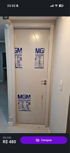 2 Kits de Portas Lisa Melamínica Branca 215x74 cm | Batente MDF Ultra 120 mm