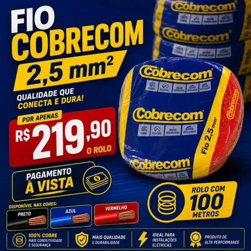 Rolo de fio COBRECOM 2,5mm 100 metros