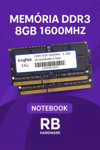 Memória DDR3L 8GB 1600Mhz Kingfast Nova