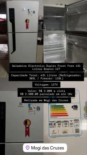 Geladeira Electrolux Duplex Frost Free 431 Litros Branco 127