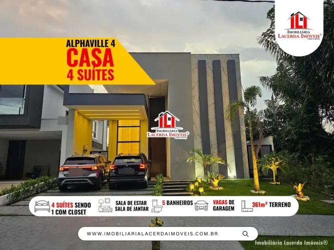 Casa no Alphaville 4 com 4 Suítes Semimobiliada com Energia Solar/ Piscina com hidro, 4 va