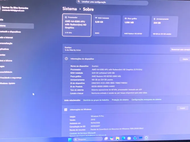 PC 8GB DE RAM HD 500G