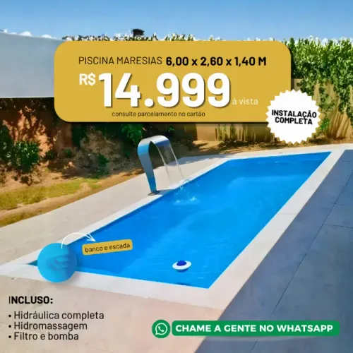 Piscina 6x3m retangular Caçapava e região