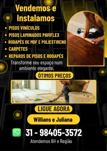 Instalação, Venda e Consertos de Pisos Vinílicos e Laminados Carpetes e Rodapés