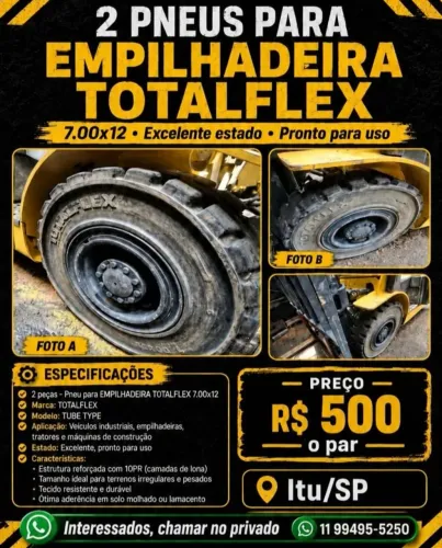 2 VENDER HOJE - Pneus para EMPILHADEIRA TOTALFLEX