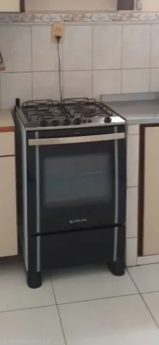 Fogão Atlas New Utop 4 Bocas Branco e Preto - Funcionando Perfeitamente