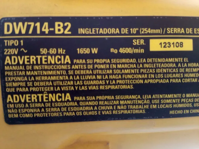 Serra meia esquadria Dw714 B2 Dewalt
