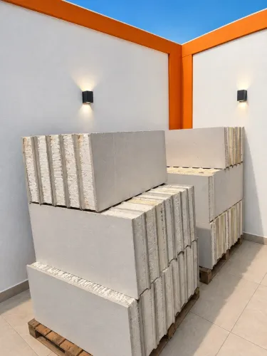Bloco de EPS com fibra de concreto