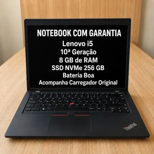 Notebook Lenovo ThinkPad i5 10a Geração - 8GB RAM SSD 256GB NVMe + Garantia Compra Segura