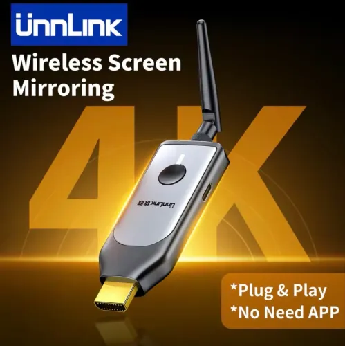 Unnlink Dongle de exibição sem fio 4K, receptor HDMI para espelhamento de TV, TV 4K Cast