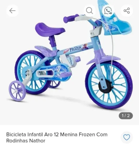 Bicicleta Infantil Frozen Nathor Aro 12 Nova na