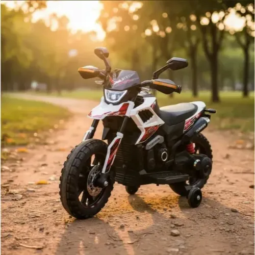 Mini Moto Elétrica 6v Infantil Turbon Motocross com Rodinhas Branco Vermelho Zippy Toys