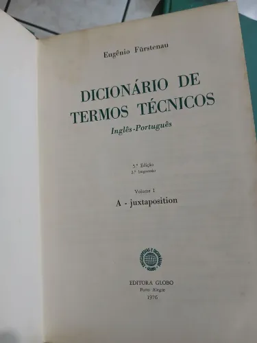 Vendo volume 1e 2 Dicionário de termos técnicos ingles/portugues Eugênio Furstenau