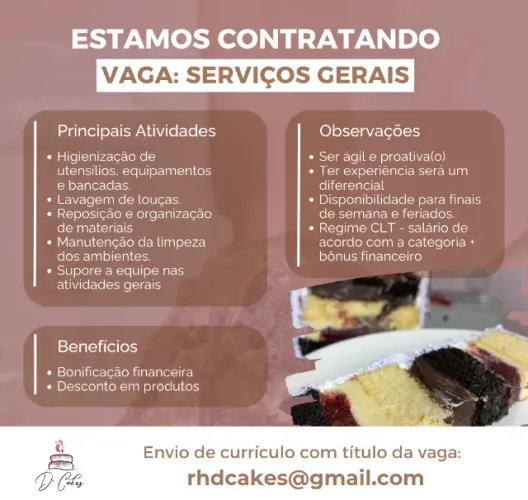 VAGA DE EMPREGO - SERVIÇOS GERAIS