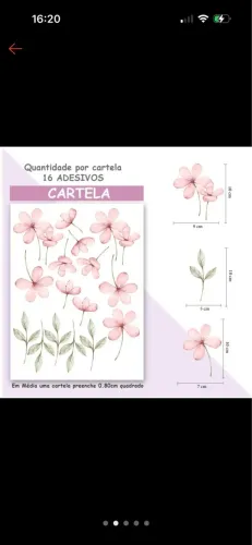 Kit Adesivos de Parede Flores Flor e Ramos Quarto de Bebê Infantil  *CONTÉM 6 CARTELAS*  