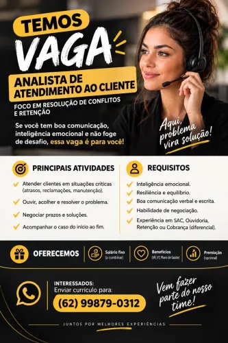 VAGA ANALISTA DE ATENDIMENTO