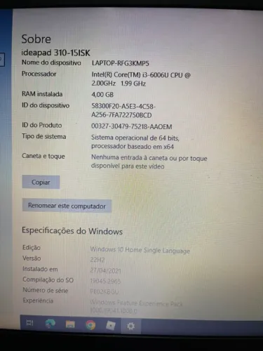 Vendo Notebook lenovo