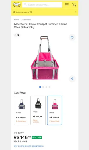Cadeirinha pet para carro 