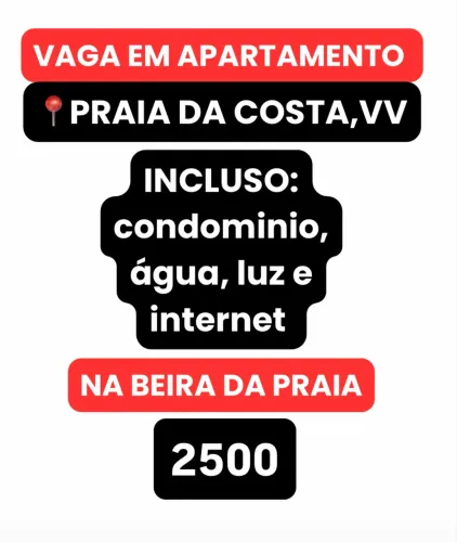 ALUGO QUARTO- PRAIA DA COSTA, VILA VELHA- BEIRA MAR