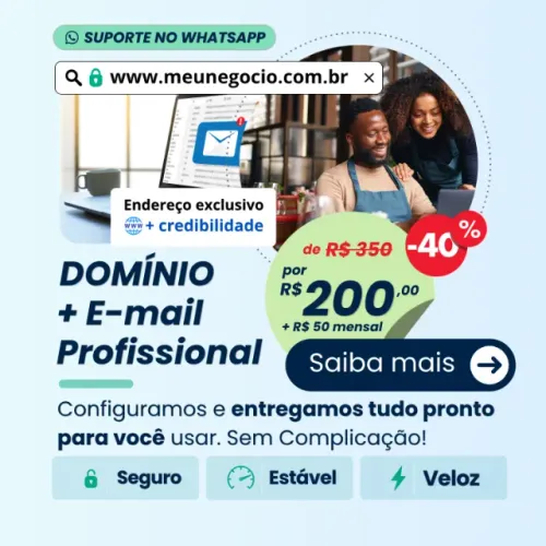 Domínio, E-mail, Site, Google Meu Negócio e Google e Meta Ads
