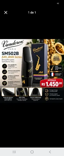 Boquilha para Sax Alto