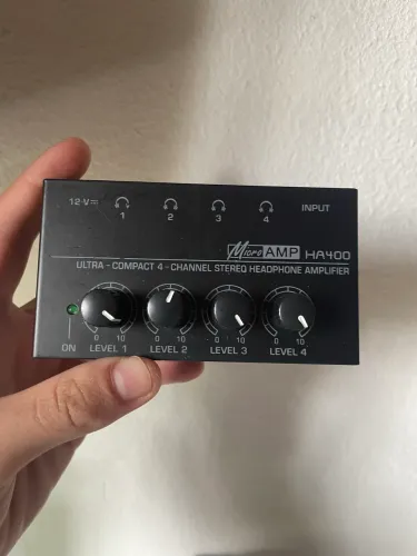Amplificador De Fone De Ouvido HA400 4 Canais Estereo Com Fonte E Manual
