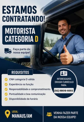 VAGA PARA MOTORISTA CATEGORIA D