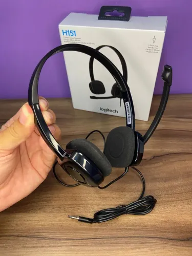 Headset com fio USB Logitech H151 com Microfone com Redução de Ruído