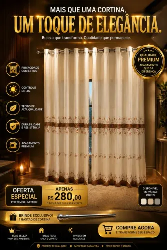 Cortina Linho Guipir Com Forro Microfibra 4.00m Sob Medida