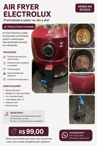 Fritadeira elétrica Air Fryer Electrolux Rita Lobo 5l