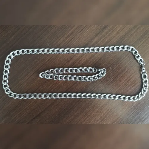 Corrente Masculina Aço Inox 60cm + Pulseira Grossa