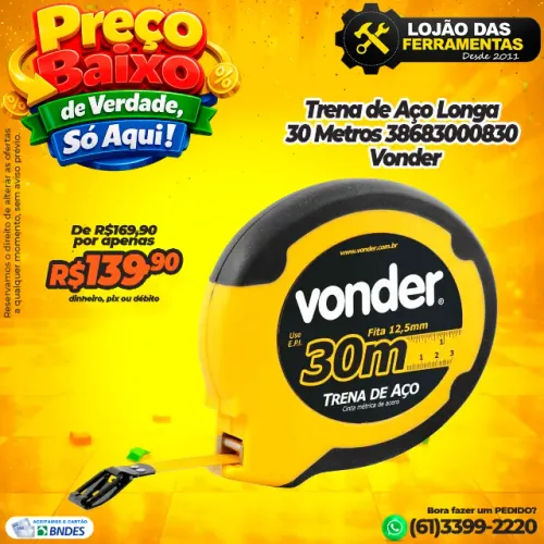 Trena de Aço Longa 30 Metros * Vonder