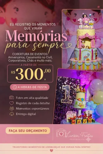 Cobertura Fotográfica Profissional para Eventos, Festas e Aniversários
