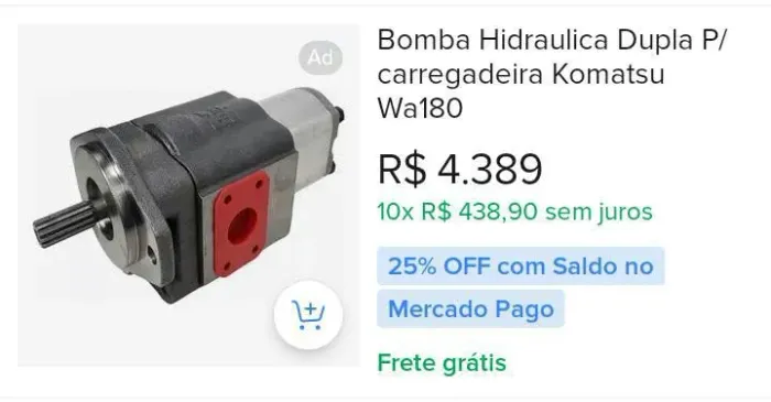 Bomba hidráulica da pá carregadeira 