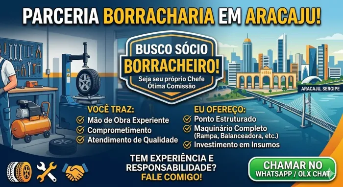 Parceria para Borracharia - Procuro Borracheiro Experiente (Entro com Maquinário e Ponto)