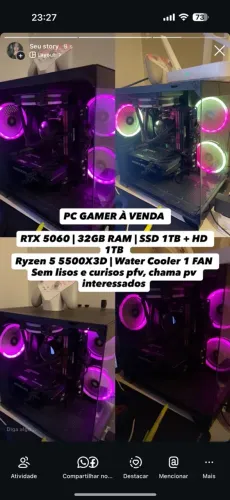 Pc gamer rayzen 5 5500x3d, rtx 5060 32gb ram
