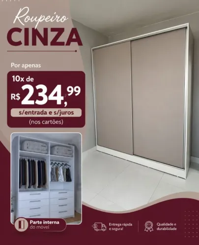 Roupeiro em mdf com portas de correr
