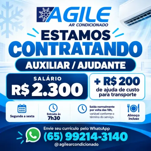 VAGA DE AUXILIAR / AJUDANTE - AR-CONDICIONADO